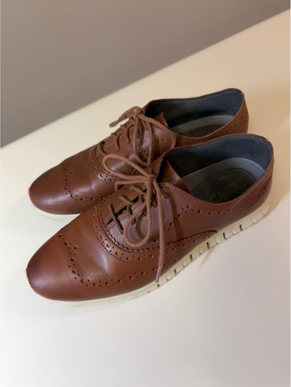 Cole Haan Zerogrand Brown Leather Wingtip Oxford Shoes